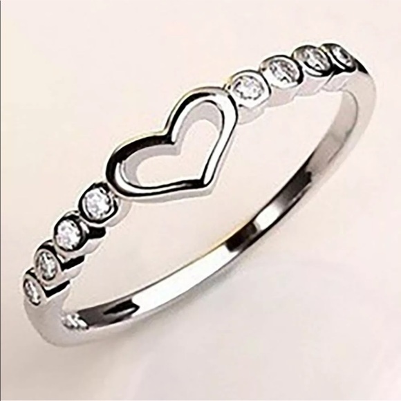Jewelry - New Tiny Heart Hollow Silver Ring
